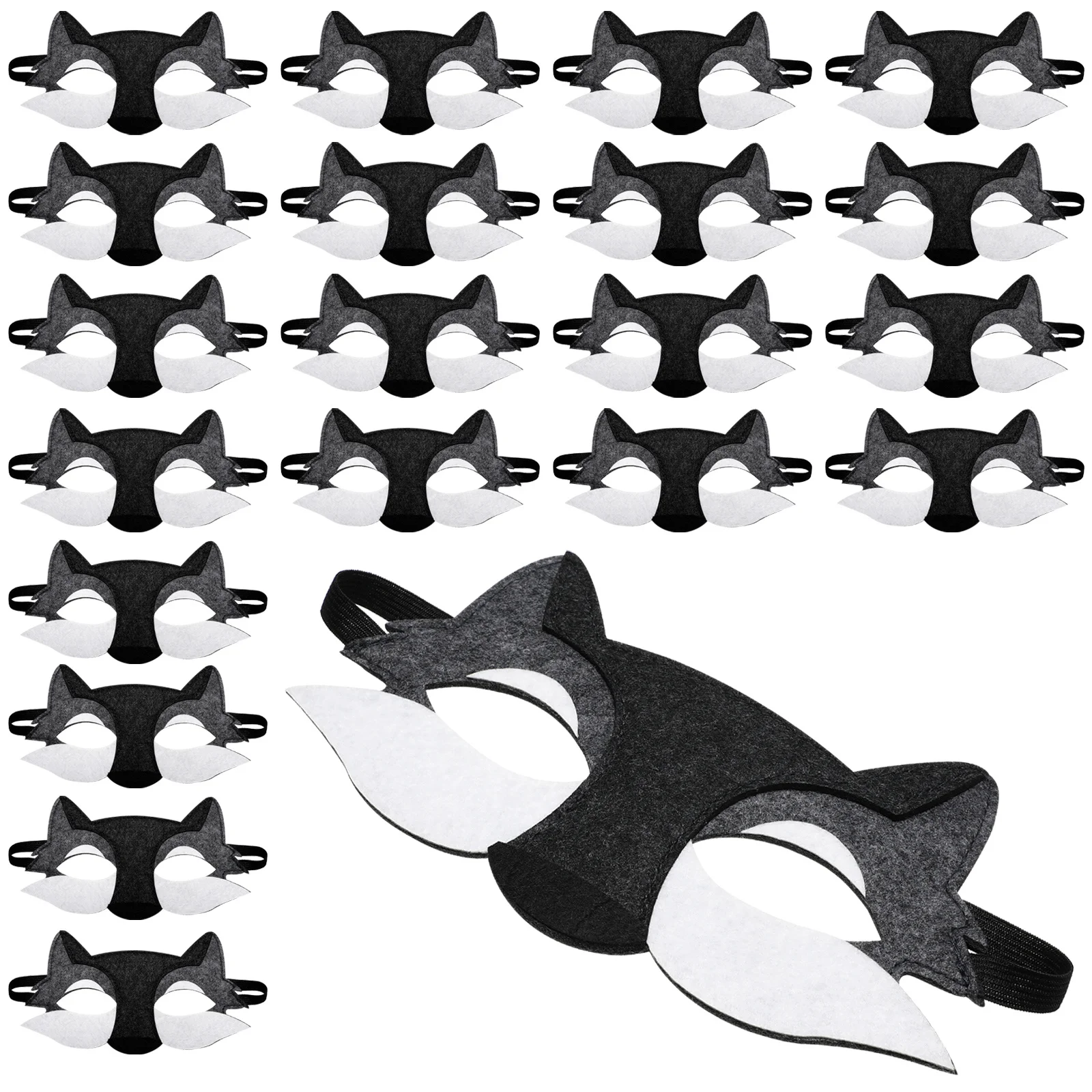 20 قطعة من أقنعة الذئب نصف الوجه، قناع الهالوين التنكرية، لوازم الحفلات التنكرية لقناع الذئب التنكرية #4