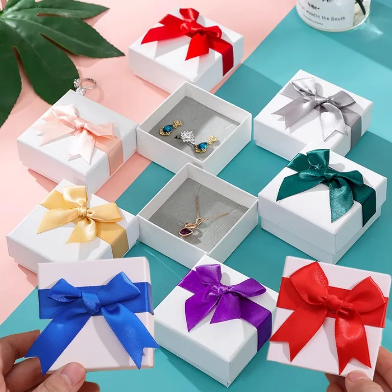 

Jewelry Gift Boxes Bow Ribbon Packaging Ring Necklace Earrings Jewelry Packaging Cases Display Storage Container Box Gift Bag