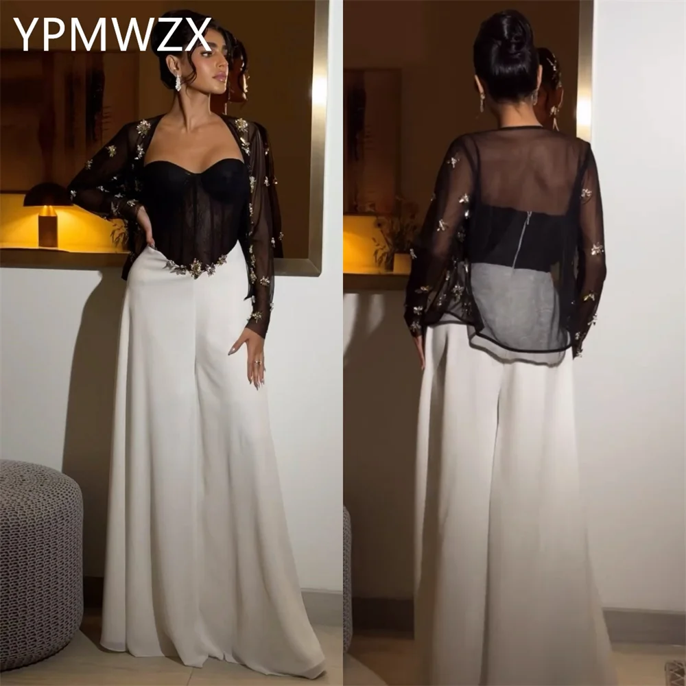 Disesuaikan gaun Prom Formal gaun malam wanita YPMWZX kerah persegi A-line rok panjang lantai terbungkus Bespoke gaun acara