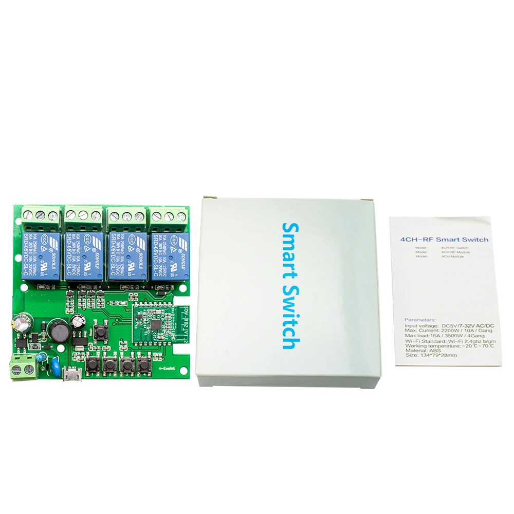 Ewelink-disyuntor de interruptor de Radio, 4 canales, AC/DC, 7-32V, 85-250V, USB, 5V, 4 canales, interruptor de Control remoto inteligente, módulo