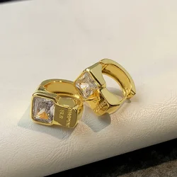French Premium Zircon Square Gold Color Earrings Gift Anniversary Party Jewelry Fashion Chic Accessories