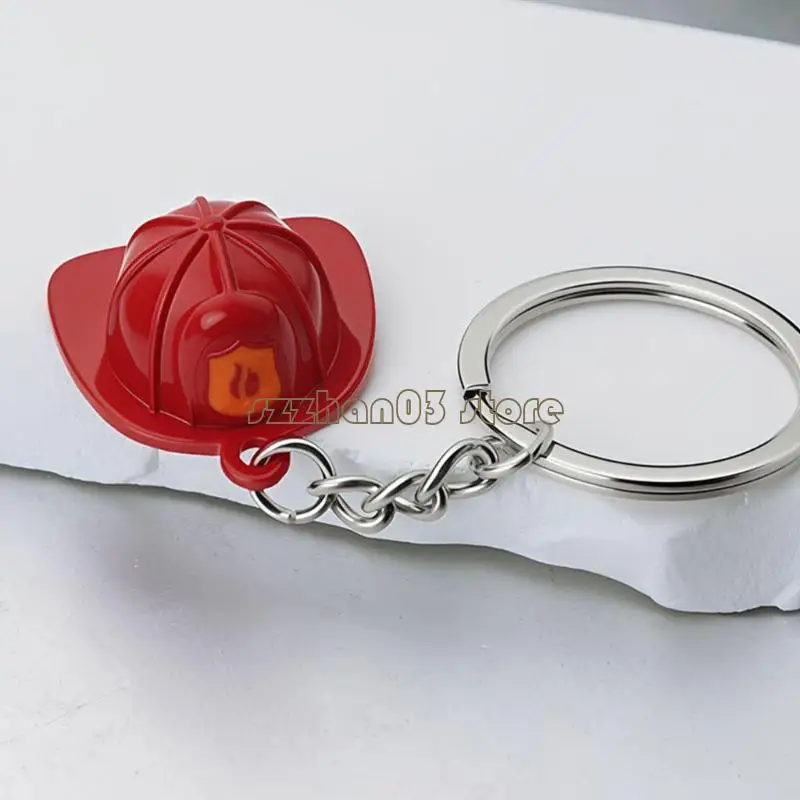 367C Miniature Firefighter Hat Clip Stylish Fireman Cap Keyring For Everyone