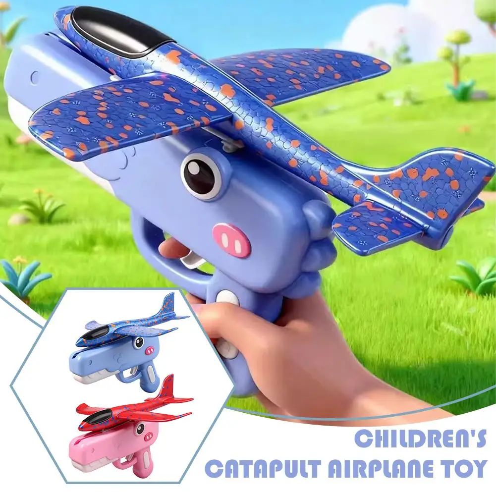 

Catapult Plane Toy Gun Foam Airplane Launcher 10-18M Range 2 Flight Modes Glider Outdoor Sport Toy for Kids Boys Girls Gift