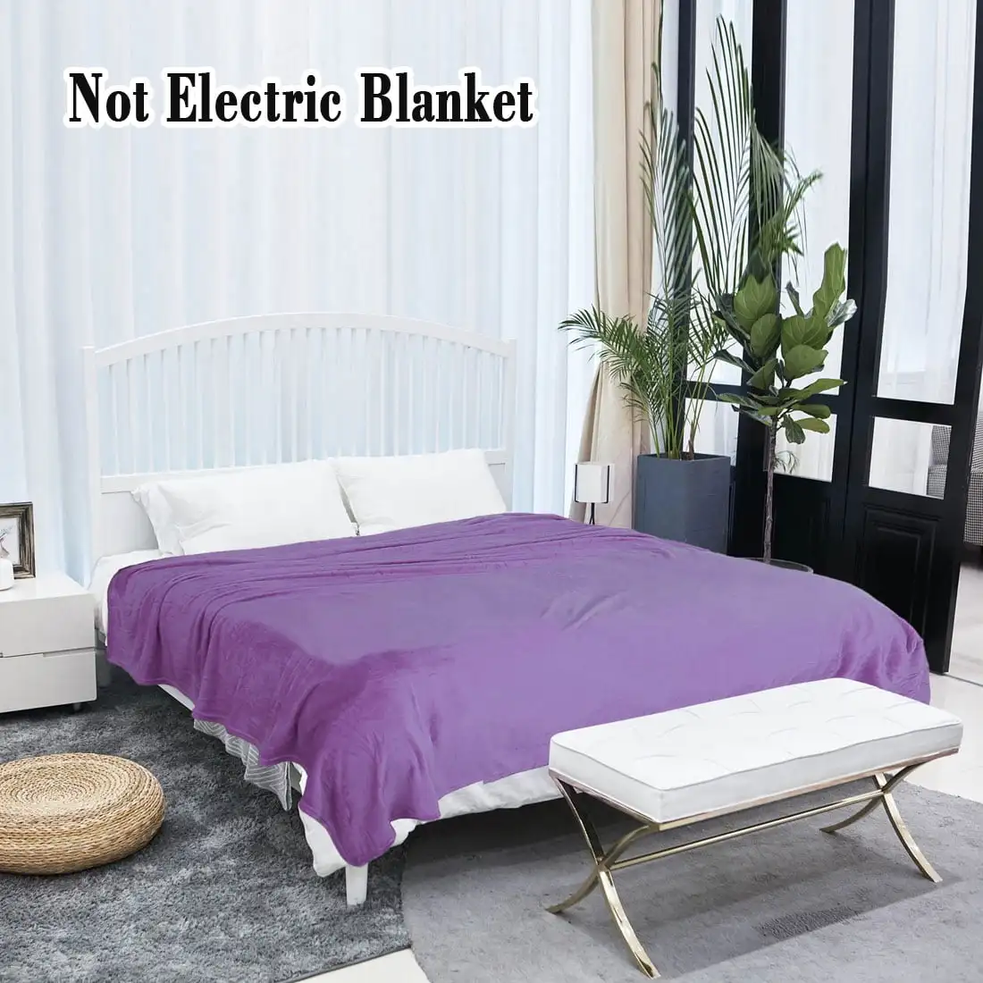 

Fuzzy Plush Flannel Fleece Throw Blanket Dark Purple 71 X 78
