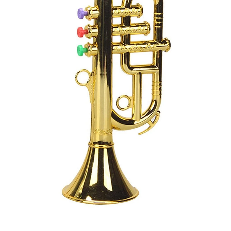 3X Trumpet 3 Tones 3 Colored Keys Simulation Play Mini Musical Wind Instruments For Children Birthday Party Toy Gold