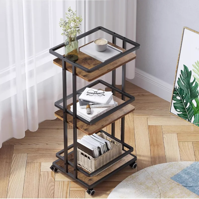 

American bookshelf trolley storage rack wine cabinet record coffee machine record player wrought iron multi-function storage rac