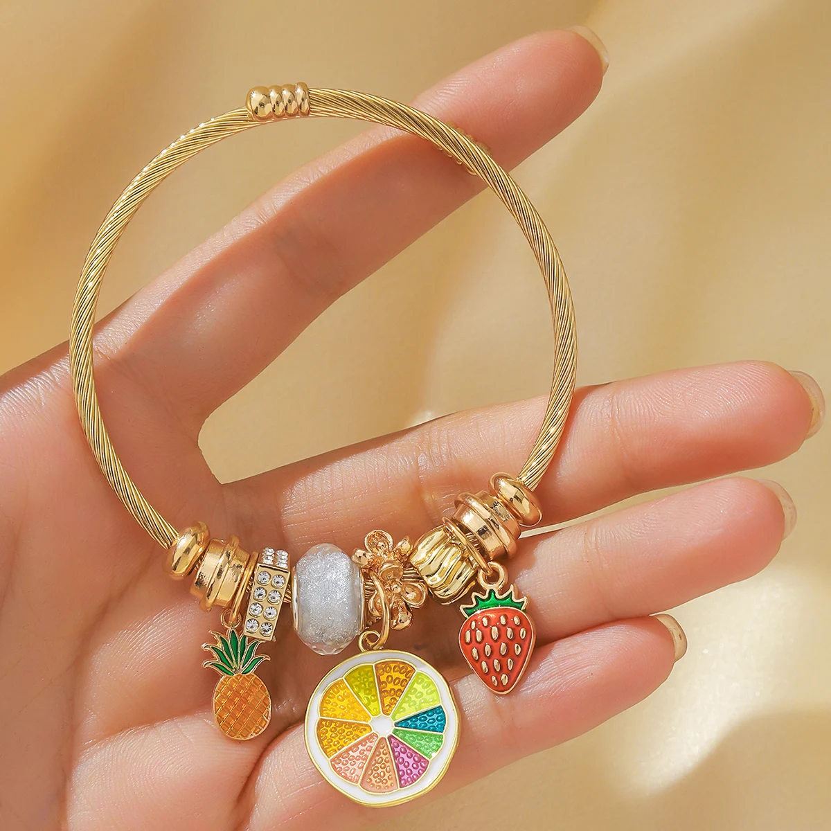 1PC Women\'s Fashion Pan Family Multi Element Summer Fruit Beaded Bracelet, Date, Travel Banquet, Party, Festival Dressing Gifts