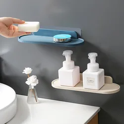 Multi-functional wall traceless storage organizer Bathroom perforation-free plastic storage shelf bathroom drain storage