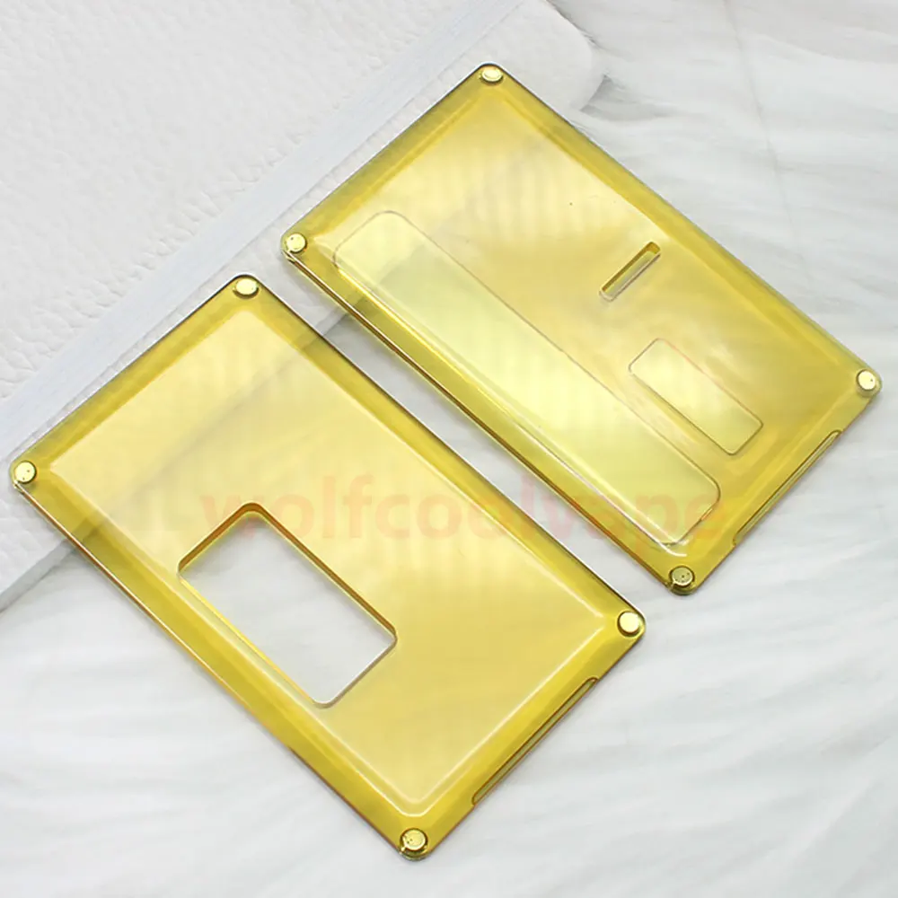 แผ่นแผงประตูสี่เหลี่ยมด้านหน้า + ด้านหลังสำหรับกล่อง sxk bb/billet MOD โปร่งแสงสีเหลือง POM PCTG (2ชิ้น)