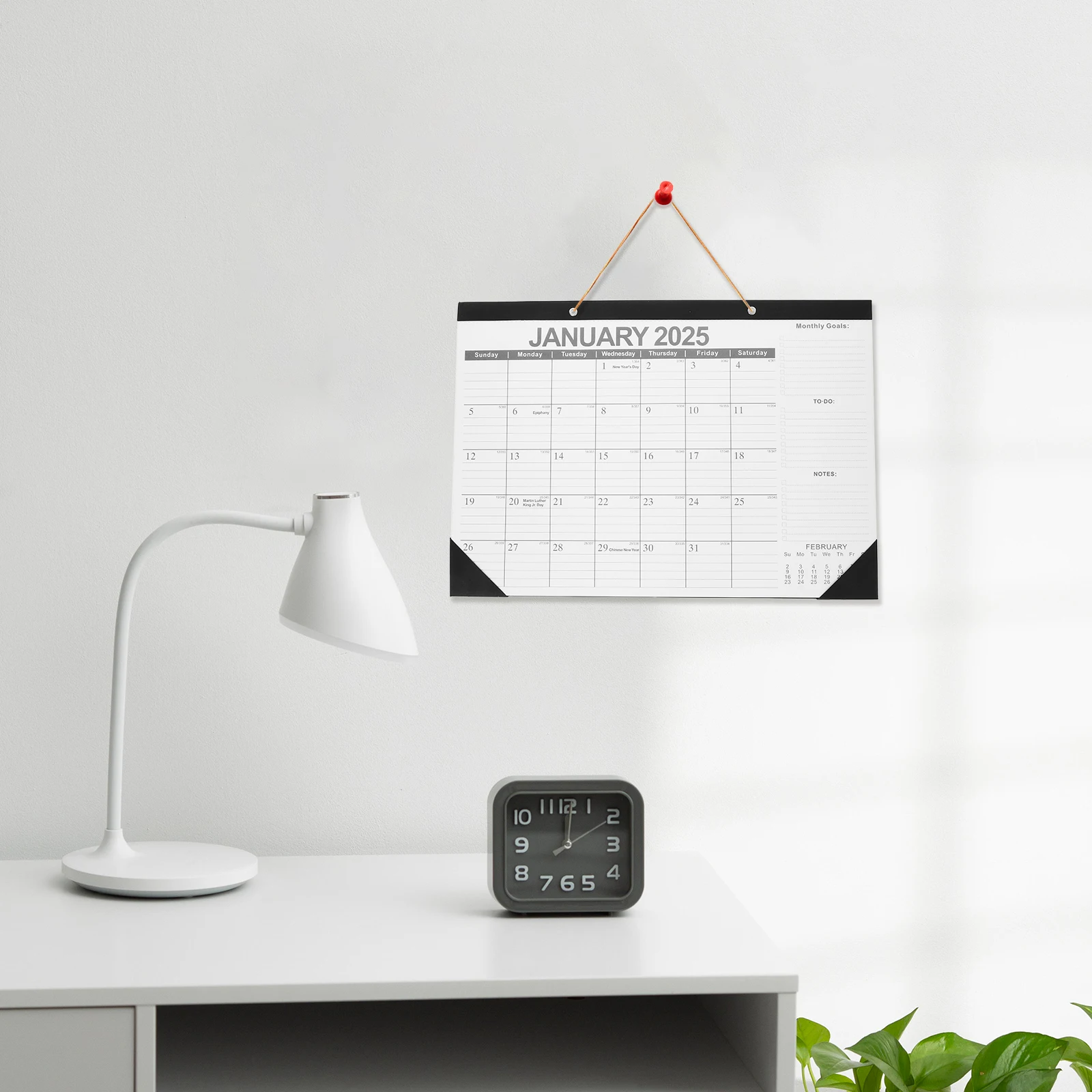 Appeso a parete 2025-2026 Carta per Home Office Pianificatore mensile Programma Gestione del tempo Nota Agenda Calendario Facile da usare