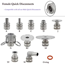 Homebrew Beer Female Quick Disconnect 304 Stainless Steel Ball Lock Style