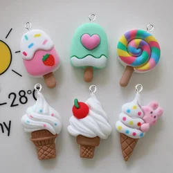 Arco-íris Lollipop Ice Cream Resina Encantos para Fazer Jóias, Pingentes DIY, Chaveiro Colar e Brincos Acessórios, Kawaii, 10Pcs por lote