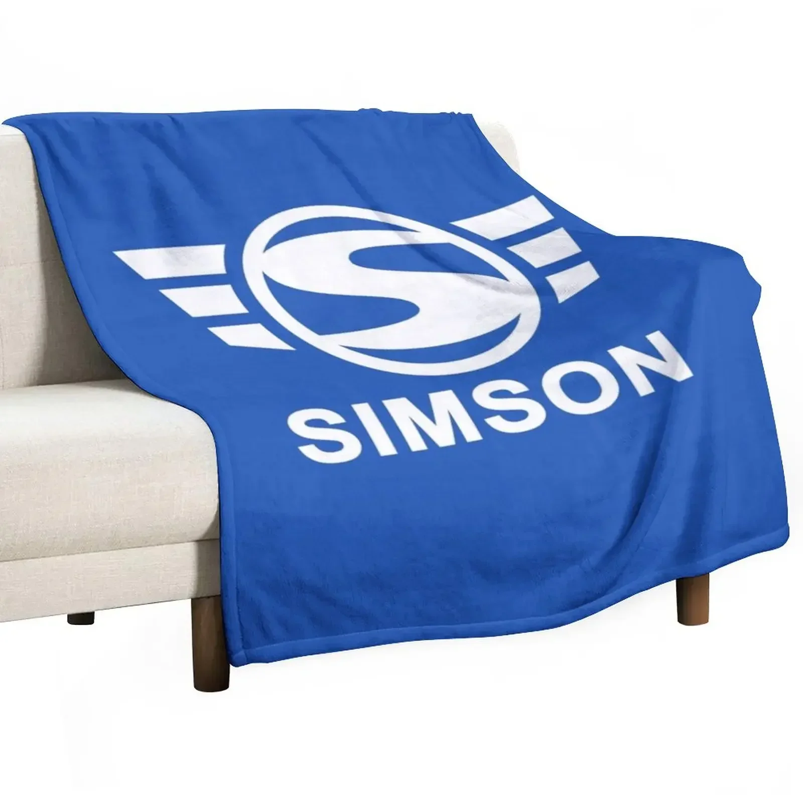 

Simson logo (white) Throw Blanket Custom Personalized Gift Travel Hairy Blankets