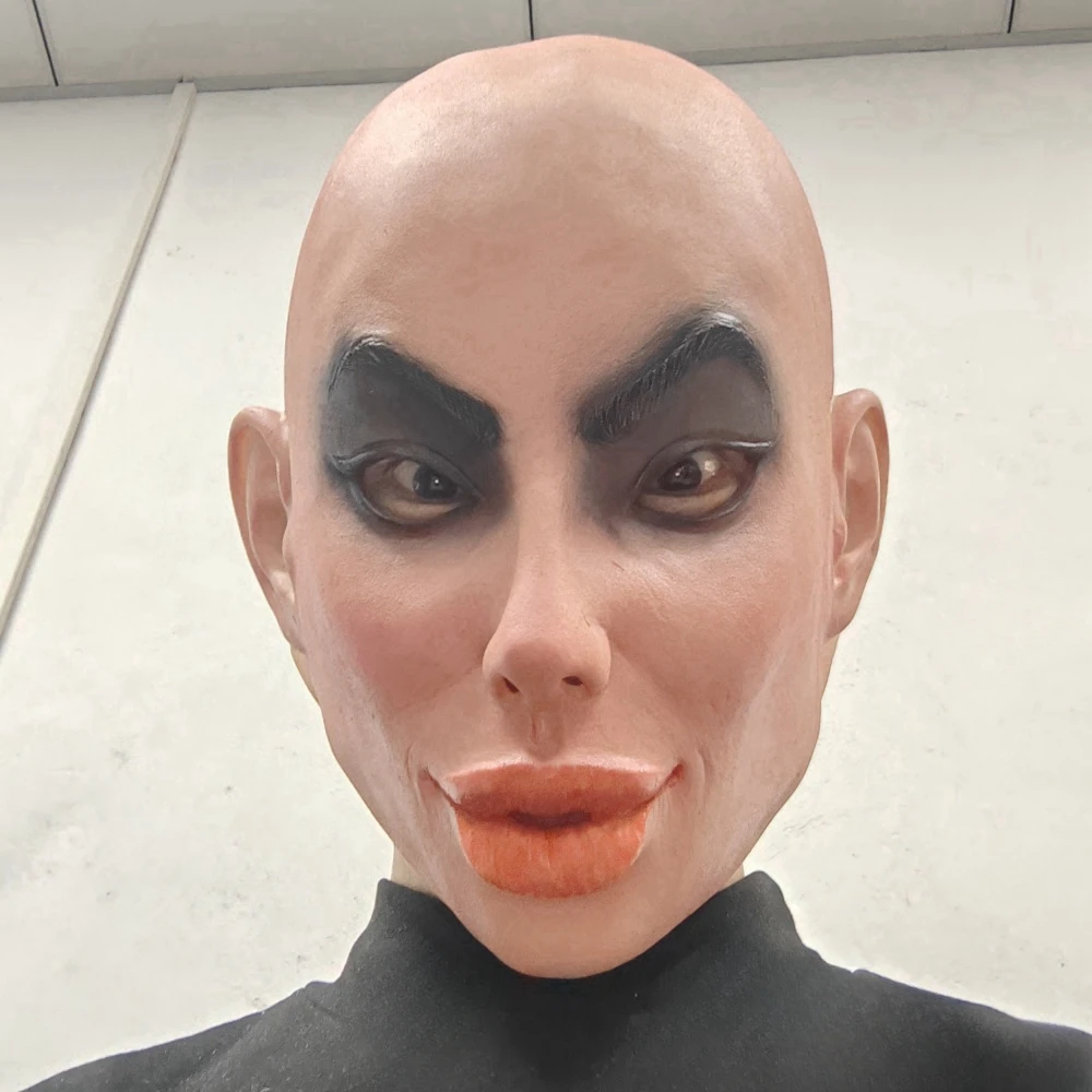 스모키 메이크업과 대머리 추악한 소녀 마스크 큰 입술 영화 스타 의상 액세서리 롤 플레잉 할로윈 카니발 파티 팬 선물