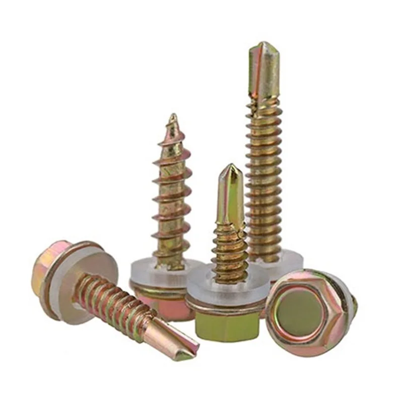 M4.2 M5.2 Wit Zink/Kleur Zink Hex Ring Hoofd Zelfborende Schroeven Zelftappende Plaatwerk Tek Schroeven