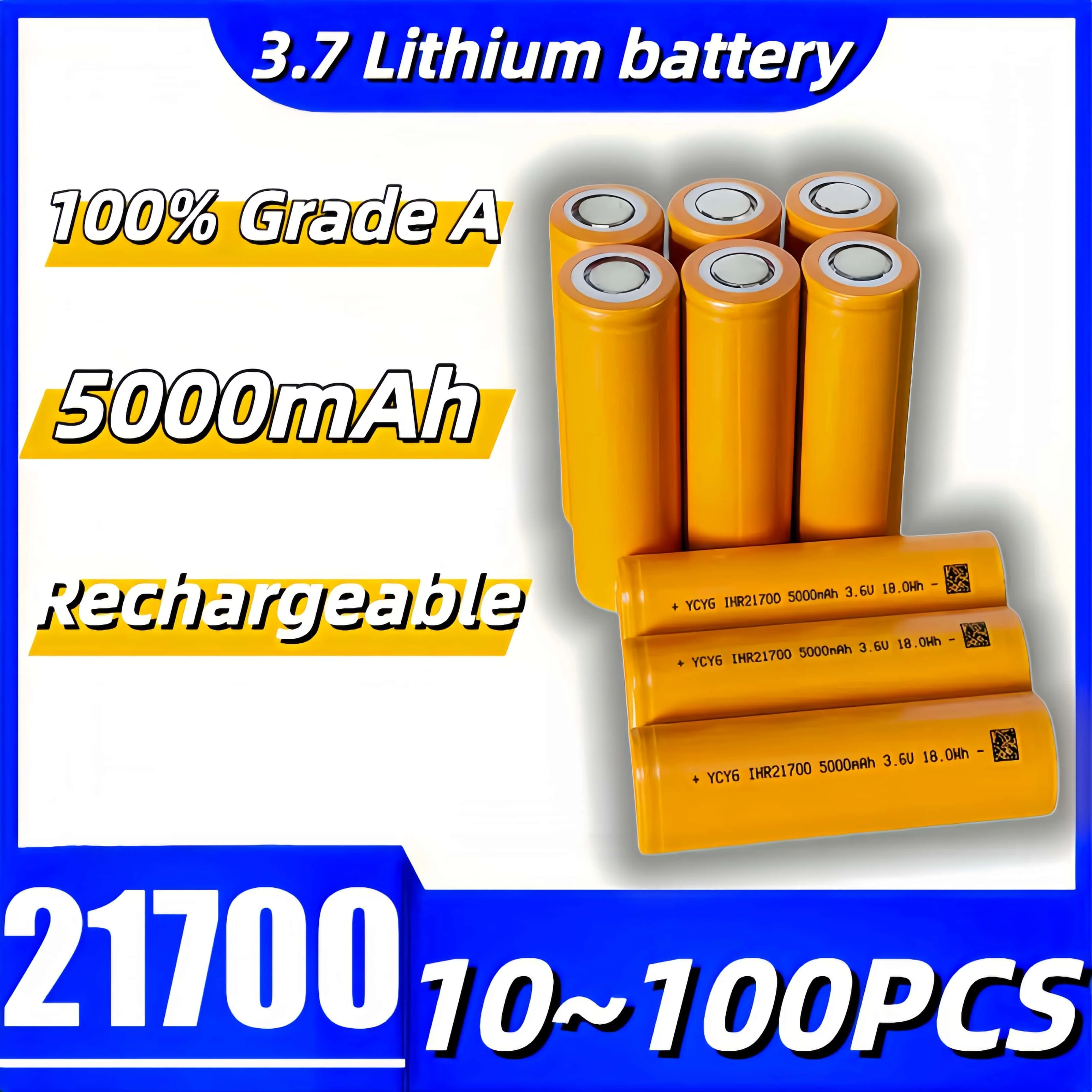 10-100 pièces 21700 5000mAh 3.7V batterie Rechargeable Lithium-Ion 10C décharge batteries haute puissance-45 °   batterie basse température