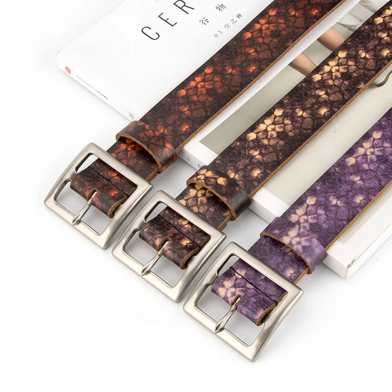 Vintage Chic Leopard Print Belt Soft Leather Classic Design Adjustable Buckle Casual Jeans Pants Accessory Decorative