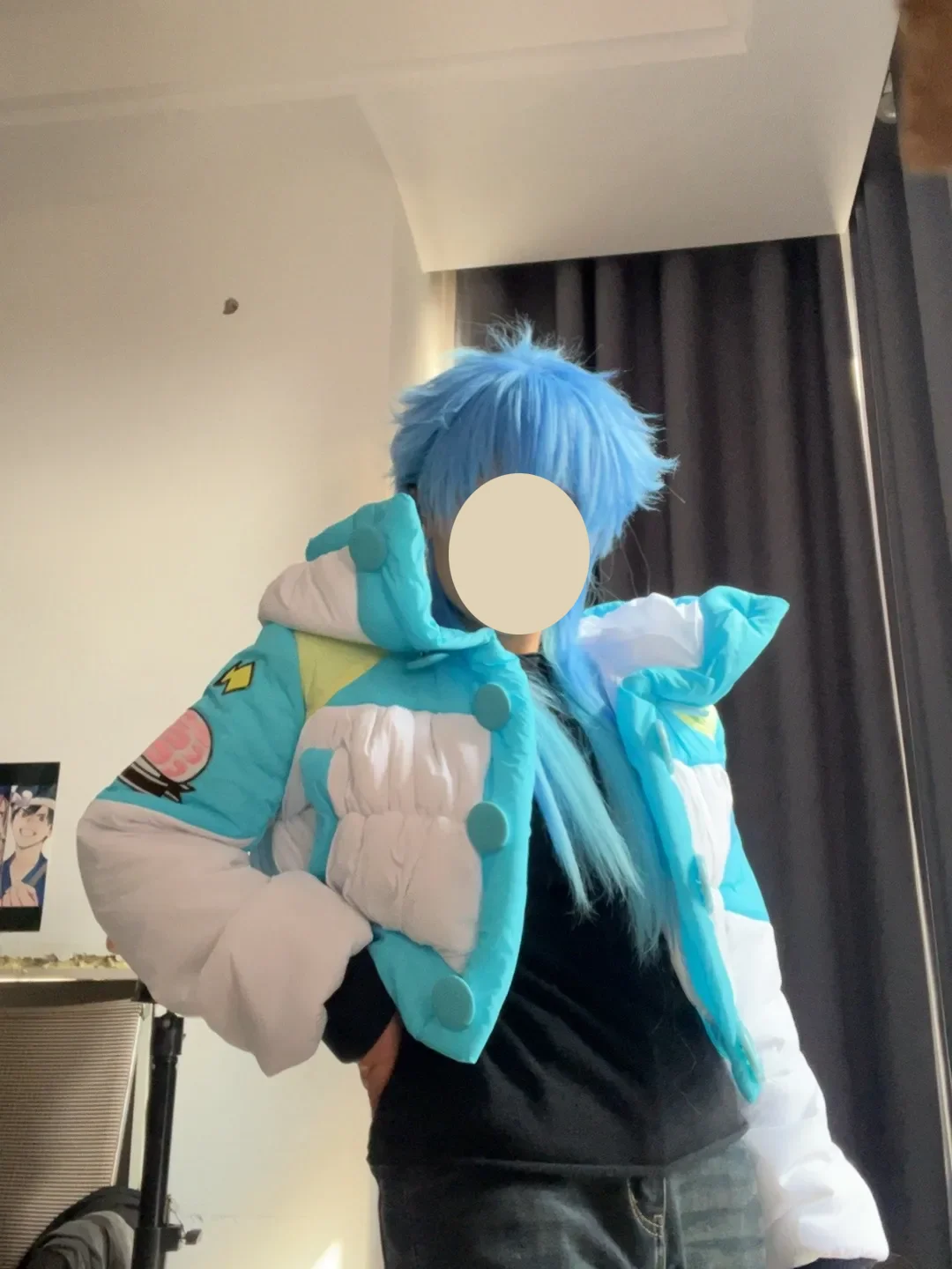 Anime DRAMAtical Murder DMMD Seragaki Aoba Cosplay Costumes Puffer Jacket Short Hooded Winter Coat for Women Men Halloween Suit view 3