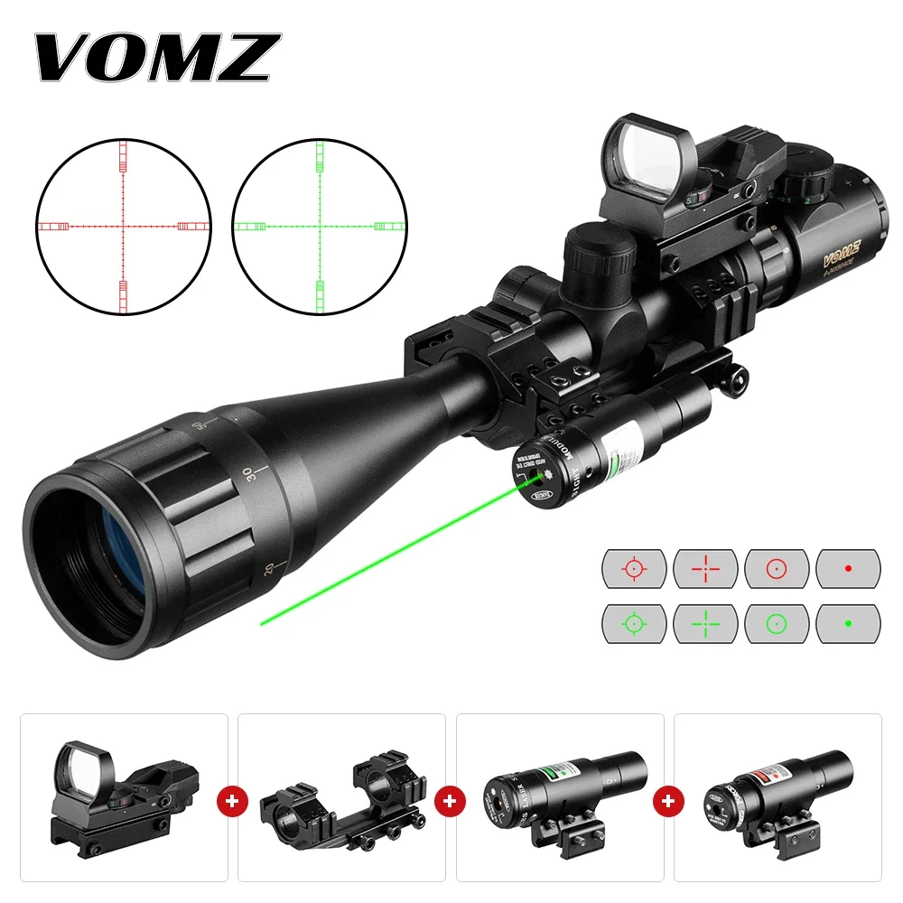 Caccia 6-24x50 AOEG telemetro cannocchiale da puntamento con mirino olografico a 4 reticoli Red Dot Green Laser Combo cannocchiale Ar15