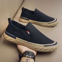 Man Shoe Summer Sneakers Casual Shoes for Men Canvas Black Slip-on New in Leisure Retro Elegant Free Delivery Promotion Common