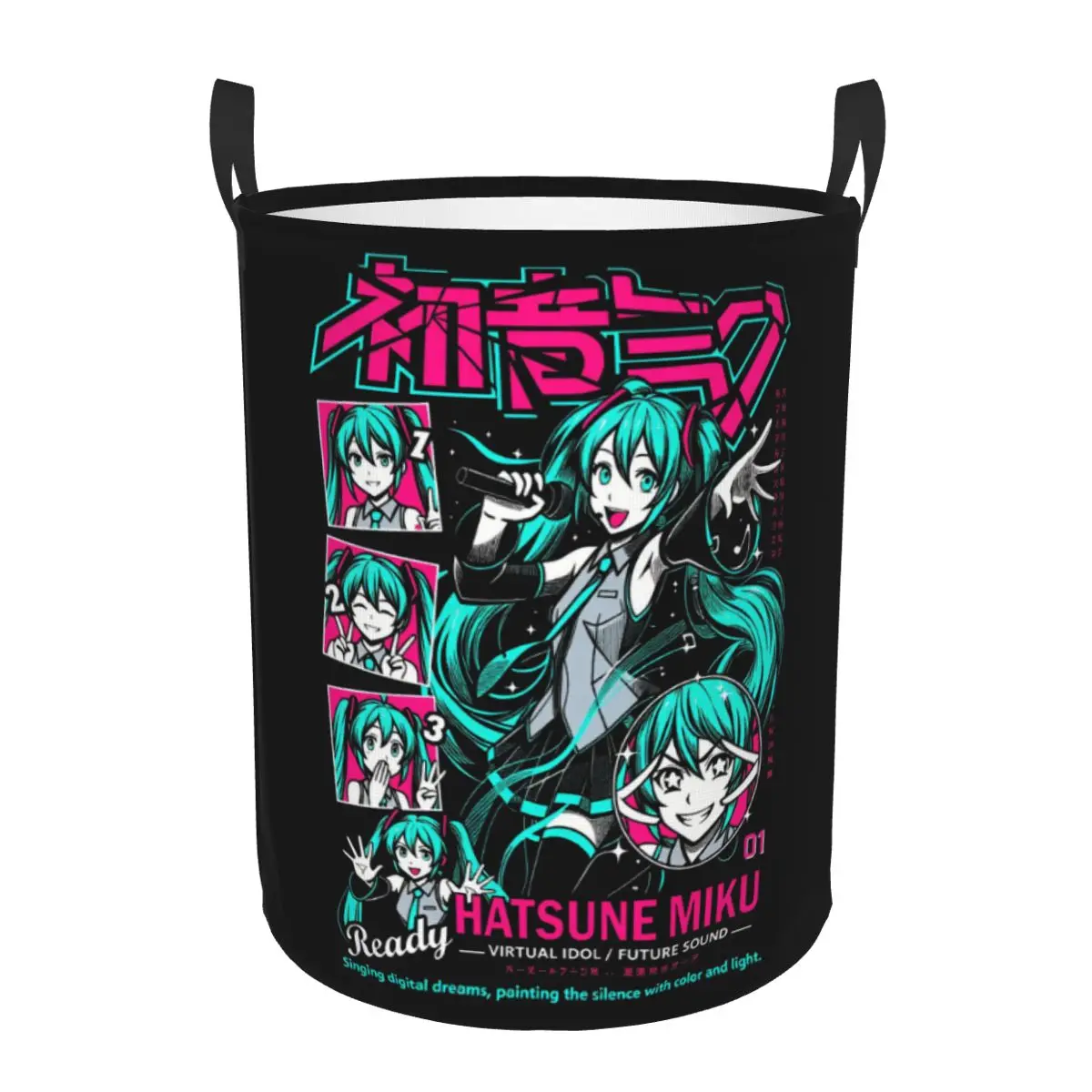 ボーカロイドアニメ-h-初音ミク-ランドリーバスケット-大型収納バスケット-女の子-かわいい-リビングルーム-ランドリー整理