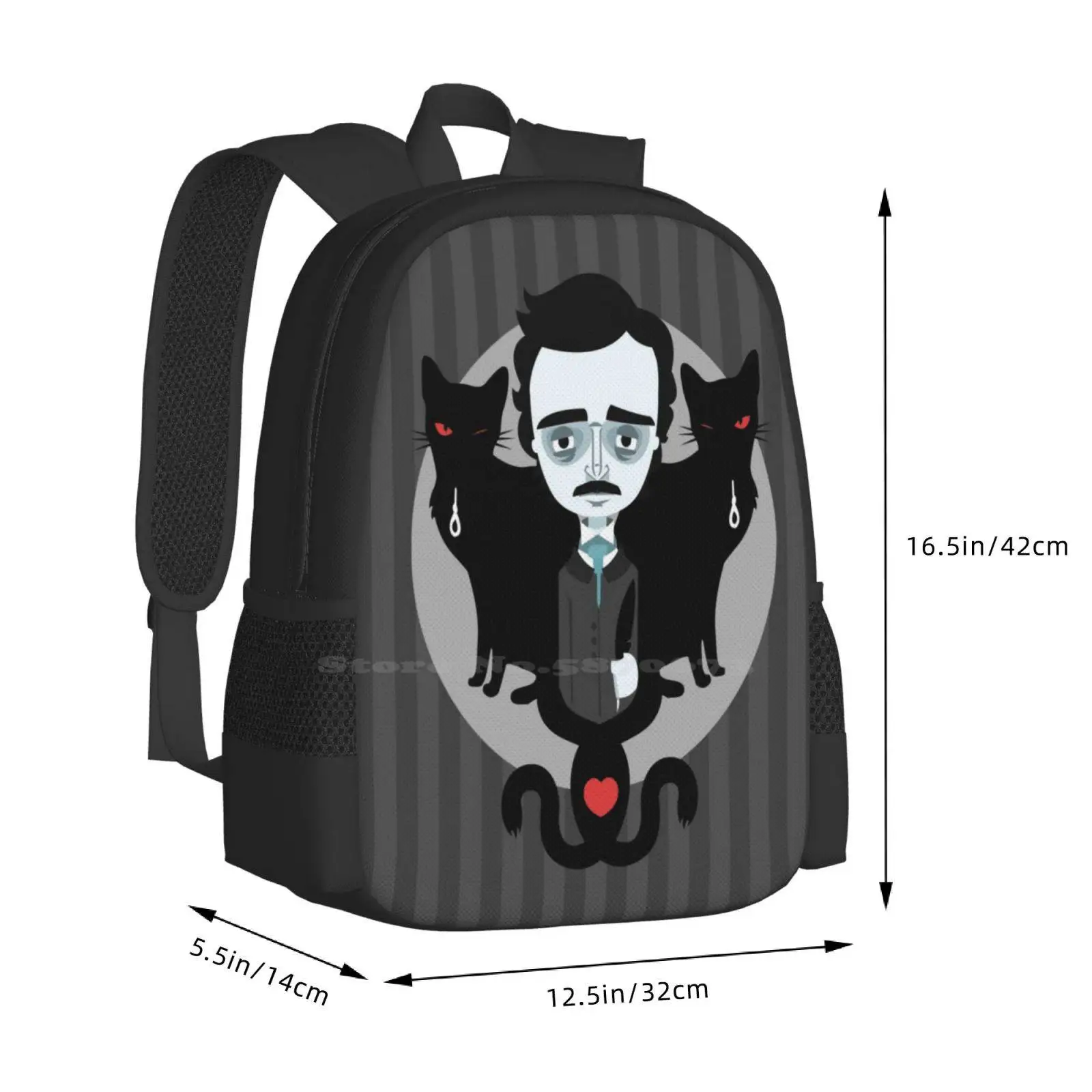 Mochila para hombre y mujer, morral con estampado de gato negro, perfecto para leer libros de literatura, Murphypop Geek