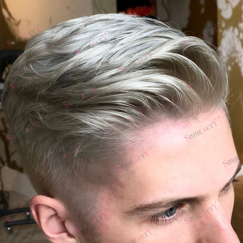 

Мужской парик из натуральных волос Long Last 120Density, платиновый блонд 60R, с невидимой основой Mirage Full Skin Base, имитирующей линию роста волос