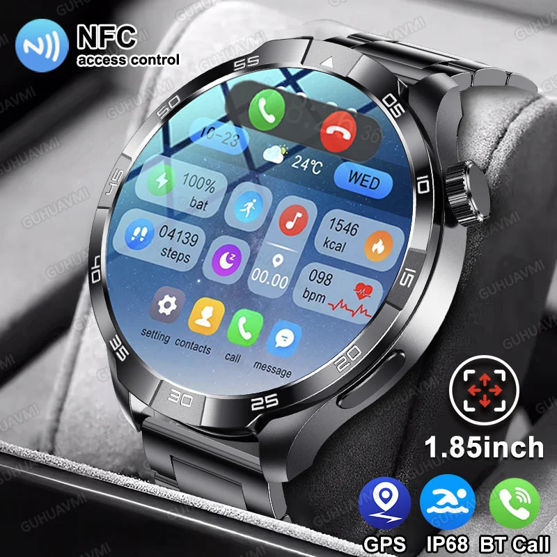 

Новые NFC Bluetooth Call Смарт-часы Мужские GPS Спортивные часы для фитнеса 1,85 "Перцевой монитор IP68 Водонепроницаемые умные часы для Android IOS