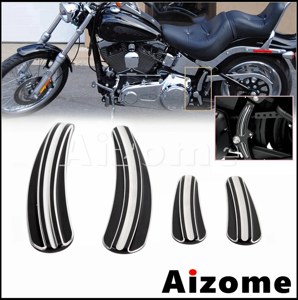 Aluminum Motorcycle Swingarm Frame Four-Piece Insert Decoration Tape Kit For Harley Softail FLS FLSTN FXSTC Slim Deluxe 2008-17