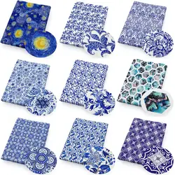 Blue And White Ceramic 50*145cm Digital Printing Polyester Cotton Fabric Sewing Quilting Fabric Needlework Material DIY Handmade