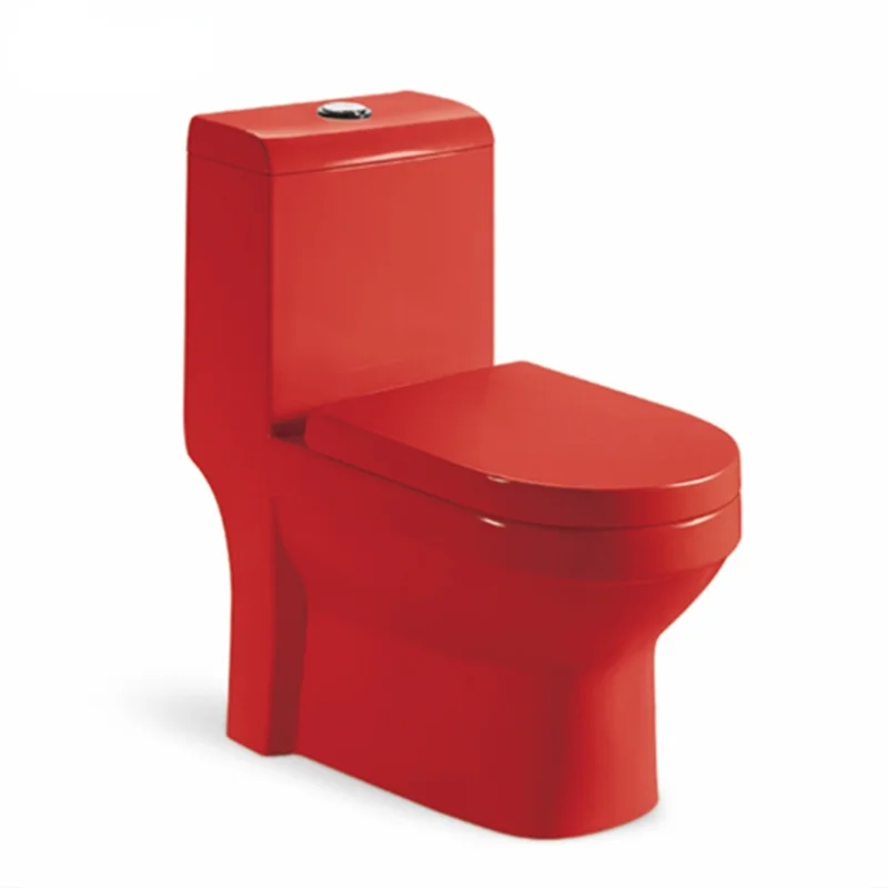 New design double hole jet flush red toilet color one piece toilet