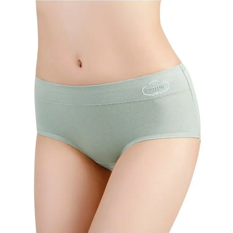 Women's Antibacterial Pure Cotton Mid-Waist Brief Breathable Comfortable Printed Design Soft Healthy Ladies Panties Daily Life
