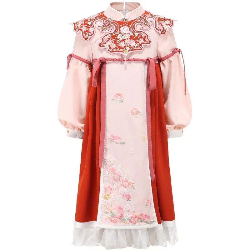 Saia Hanfu original super fada para meninas, traje Tang antigo, conjunto de vestido antigo, terno bordado bonito, estilo antigo chinês