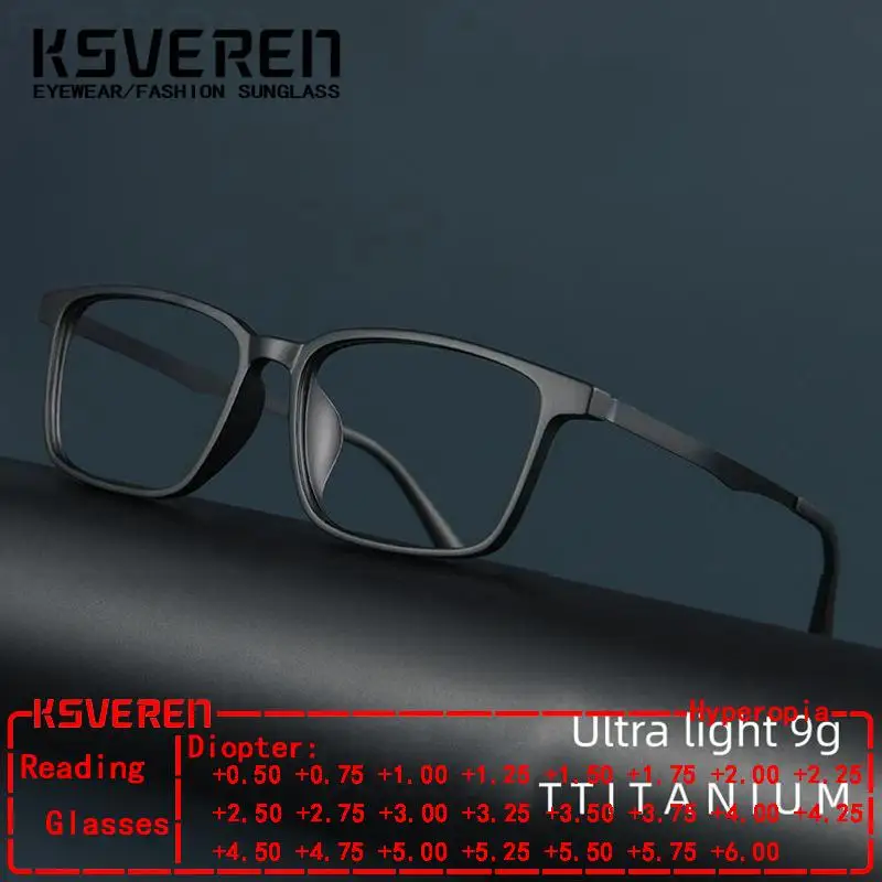 

KSVEREN Fashion Anti Blue Light Reading Glasses TR90 Titanium Comfortable Reading Glasses Men Women Presbyopic Readers