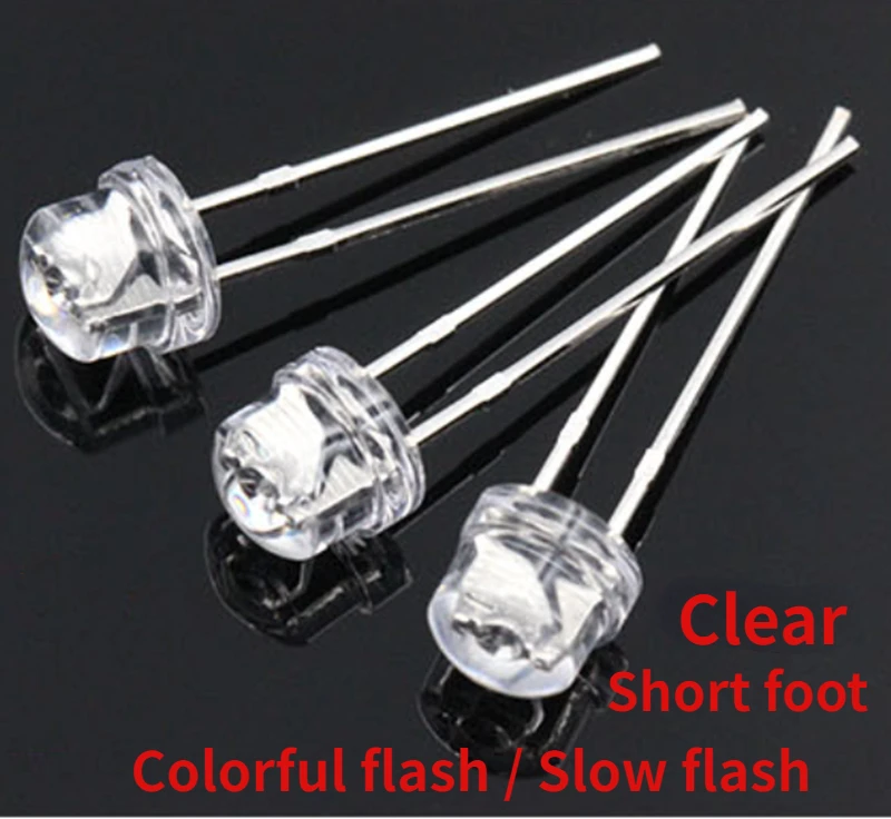 50pcs F5 Fast/Slow RGB Flash Red Green Blue Rainbow Multi Color Light Emitting Diode 5mm straw hat LED Full Color DIY Long legs