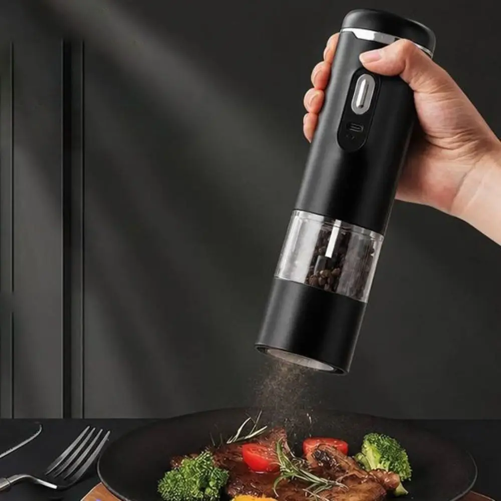 Wireless Electric Salt and Pepper Grinder USB Charging Transparent Hopper Automatic Kitchen Pepper Mills Long Battery Life
