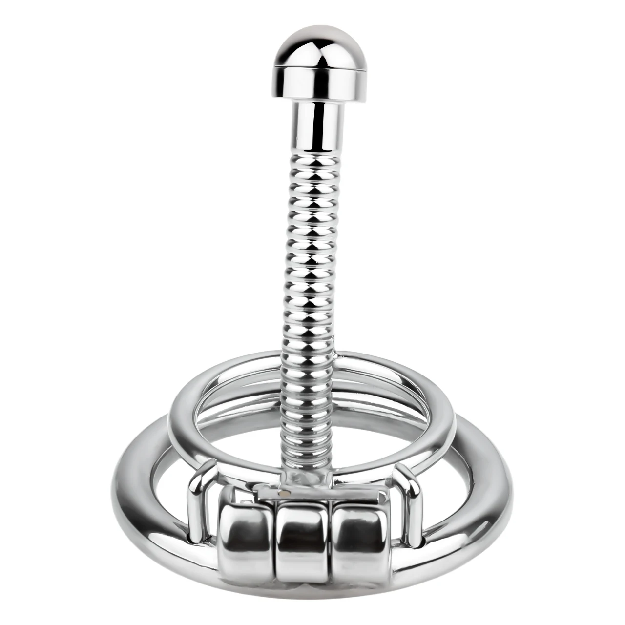 กรงครอบอวัยวะเพศชายสแตนเลสพร้อมปลั๊กปิดท่อปัสสาวะ - อุปกรณ์ควบคุมอวัยวะเพศชายสำหรับผู้ใหญ่ ล็อคกรงครอบอวัยวะเพศเพื่อป้องกันการถึงจุดสุดยอด