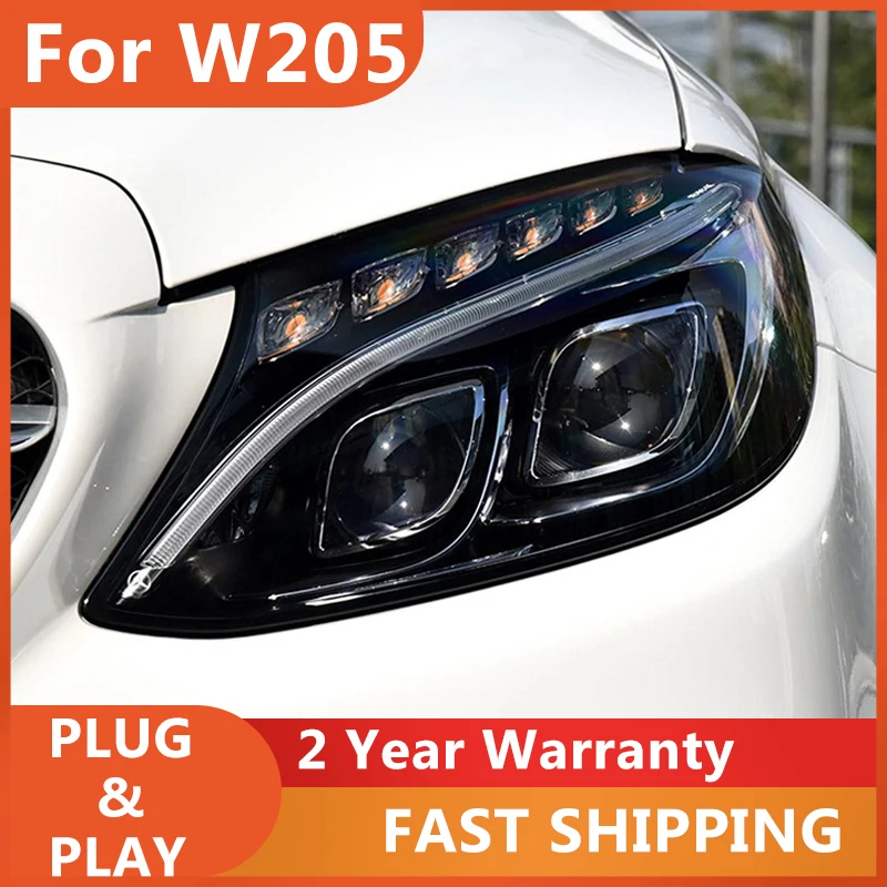 

LED Headlight For Mercedes-Benz W205 2014-2020 C300 C260 LED DRL Running Light Hid Xenon Auto Accessories