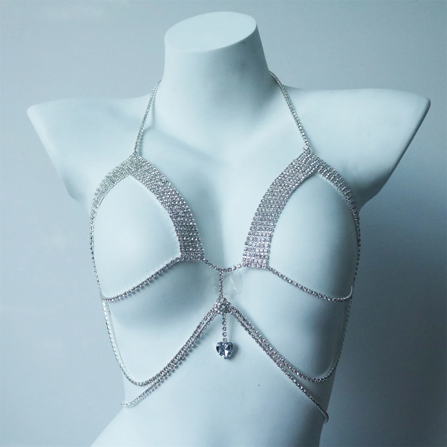 

Сексуальная блестящая цепочка на грудь с кристаллами, кулон, ювелирные изделия, вечерние украшения для ночного клуба, бикини, цепочка на грудь со стразами, нижнее белье, одежда