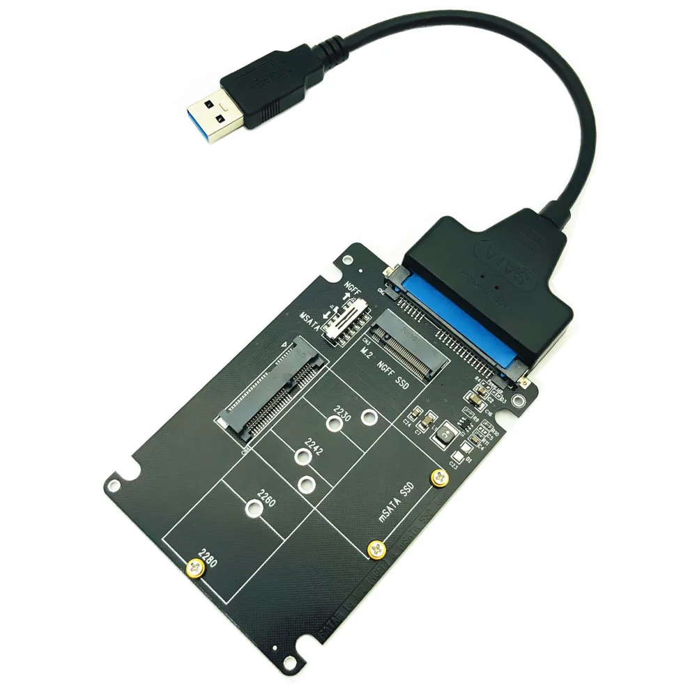 mSATA to SATA Adapter B Key m.2 SATA SSD to SATA Adapter Card mSATA m.2 NGFF to USB Converter for mSATA+M.2 2 in 1 SSD HDD Riser