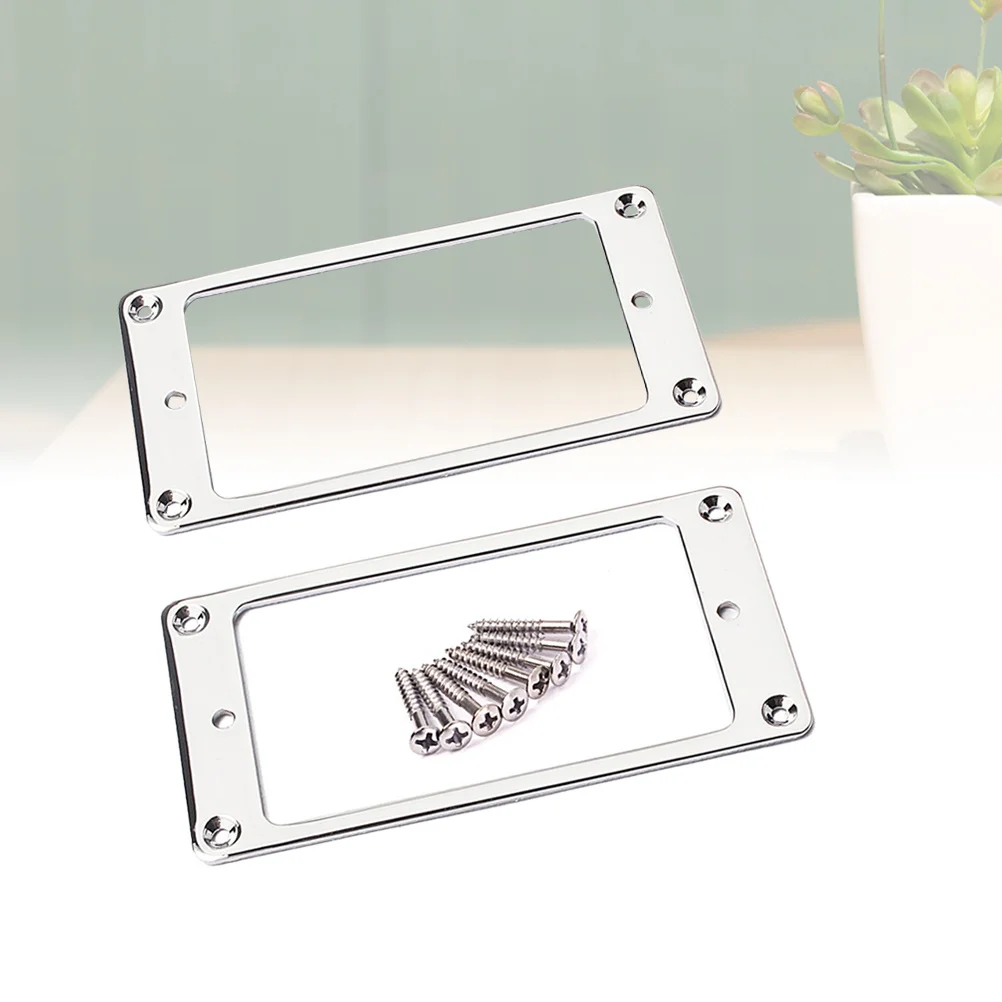 

2Pcs Flat Metal Humbucker Pickup Rings Frame 92x46mm Black Sturdy Cover Edges Perfect Short Pickups Easy Install