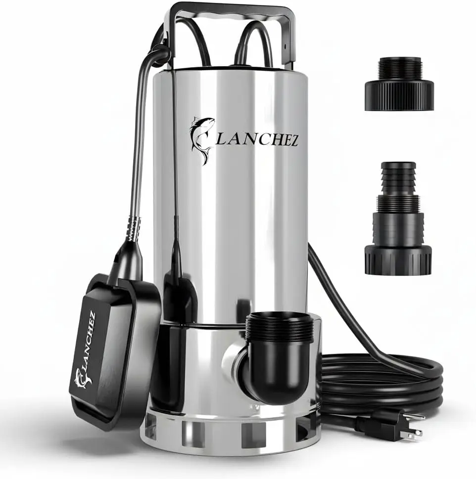 

1.6HP Stainless Steel Submersible Sump Pump, 6000GPH with Float Switch, Automatic Water Pump for Basement, Pool, Sewage