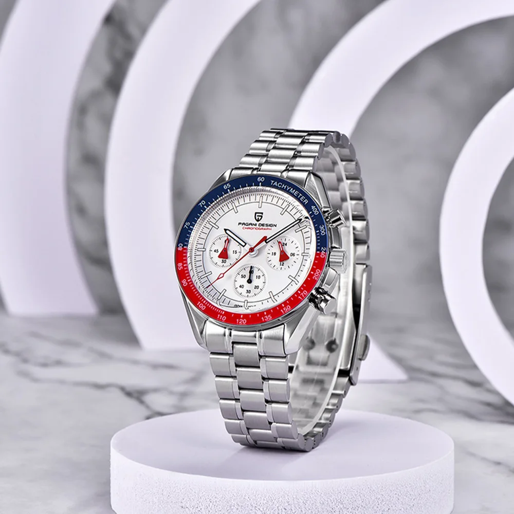 باجاني ديزاين 2025 ساعة القمر الجديد موضة ساعة كوارتز رجالية الياقوت VK63 كرونوغراف الفولاذ المقاوم للصدأ مضيئة ساعة رياضية الرجال #5