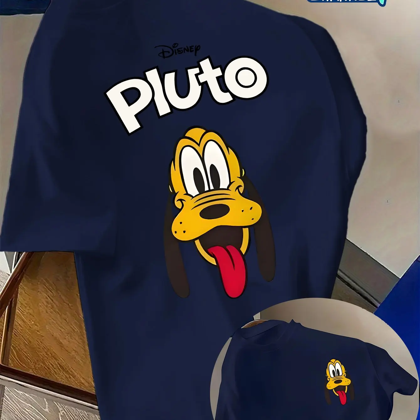 تي شيرت رجالي بنمط ديزني بلوتو للترفيه اليومي والأنشطة المخصصة للجنسين من القطن بأكمام قصيرة ملابس خروج كبيرة الحجم