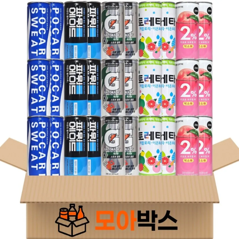 [모아박스] BEST 인기 이온음료 캔음료수 음료 5종 30캔 포카리스웨트 파워에이드 게토레이 토레타 이프로