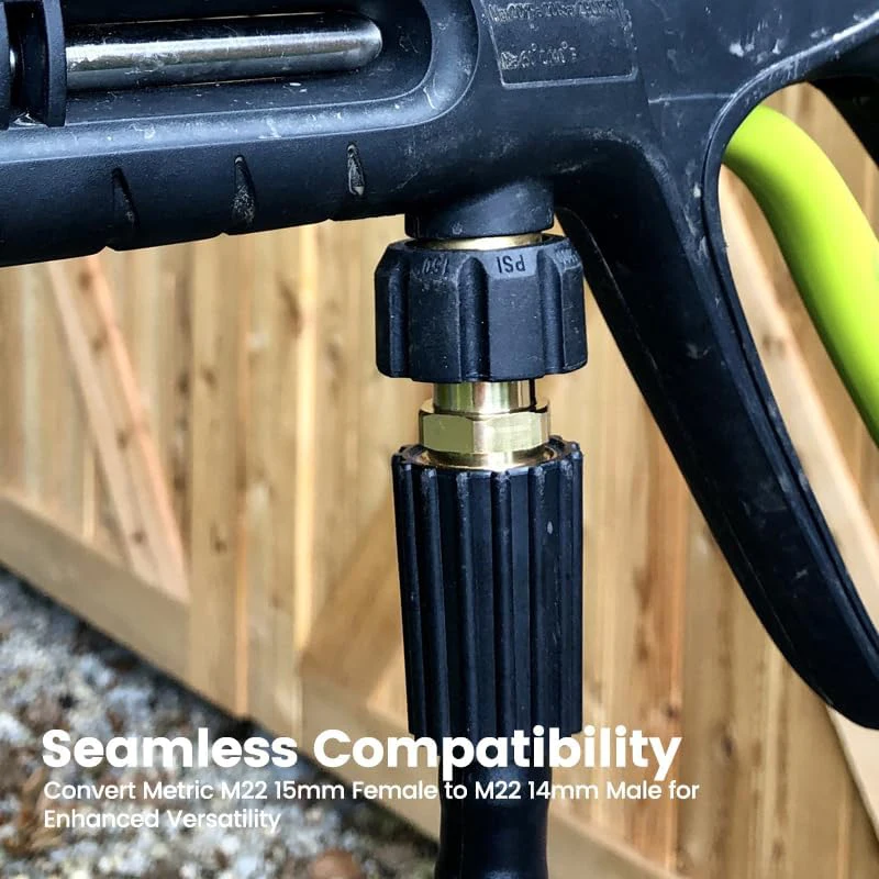 M22 14mm Male Fitting Pressure Washer Adapter M22 15mm Female to Quick Connect to Power Washer Coupler Accessories for Hose/Gun