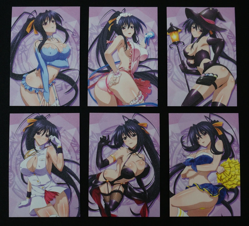 40pcs/set High School DxD Girls Shiny Frosted Paper Cards Rias Akeno Xenovia Shidou Sexy Anime Female Characters Collection Card