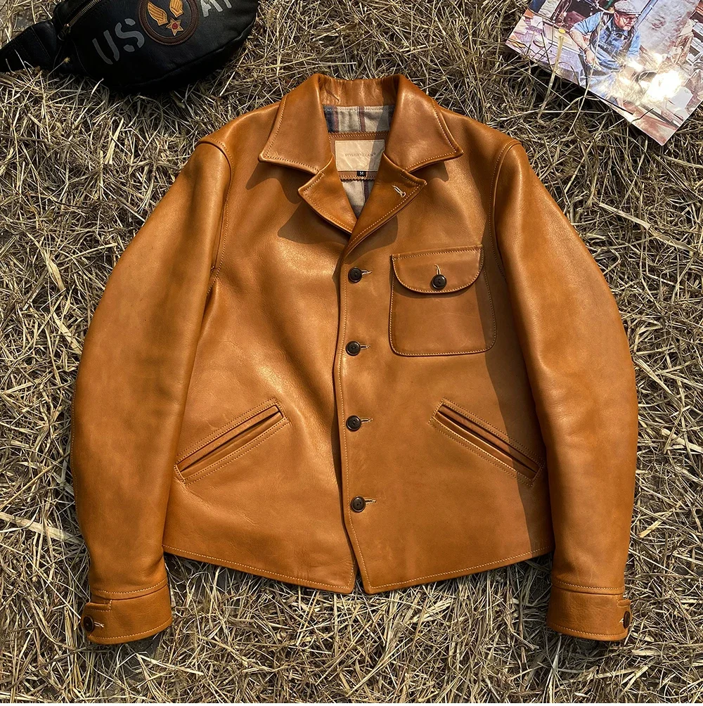 LNY!Wholesales.Super Luxury thick real leather jacket.Vintage style slim fit men cowhide coat.Classic Rider leather wear.2024