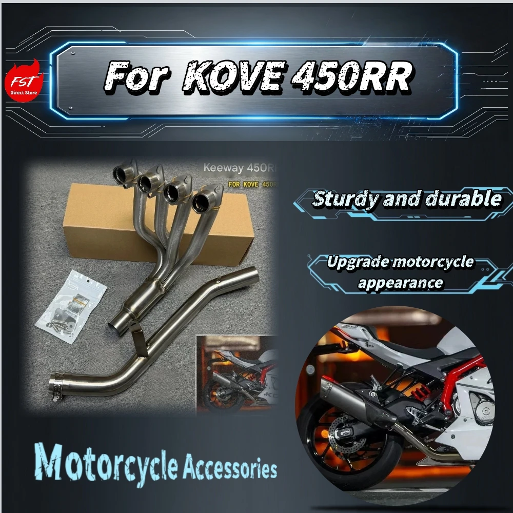 For KOVE 450RR FST Straight Through Full Exhaust, Original Hole Fit, Reduce Back Pressure, Quick Response Moto Escape