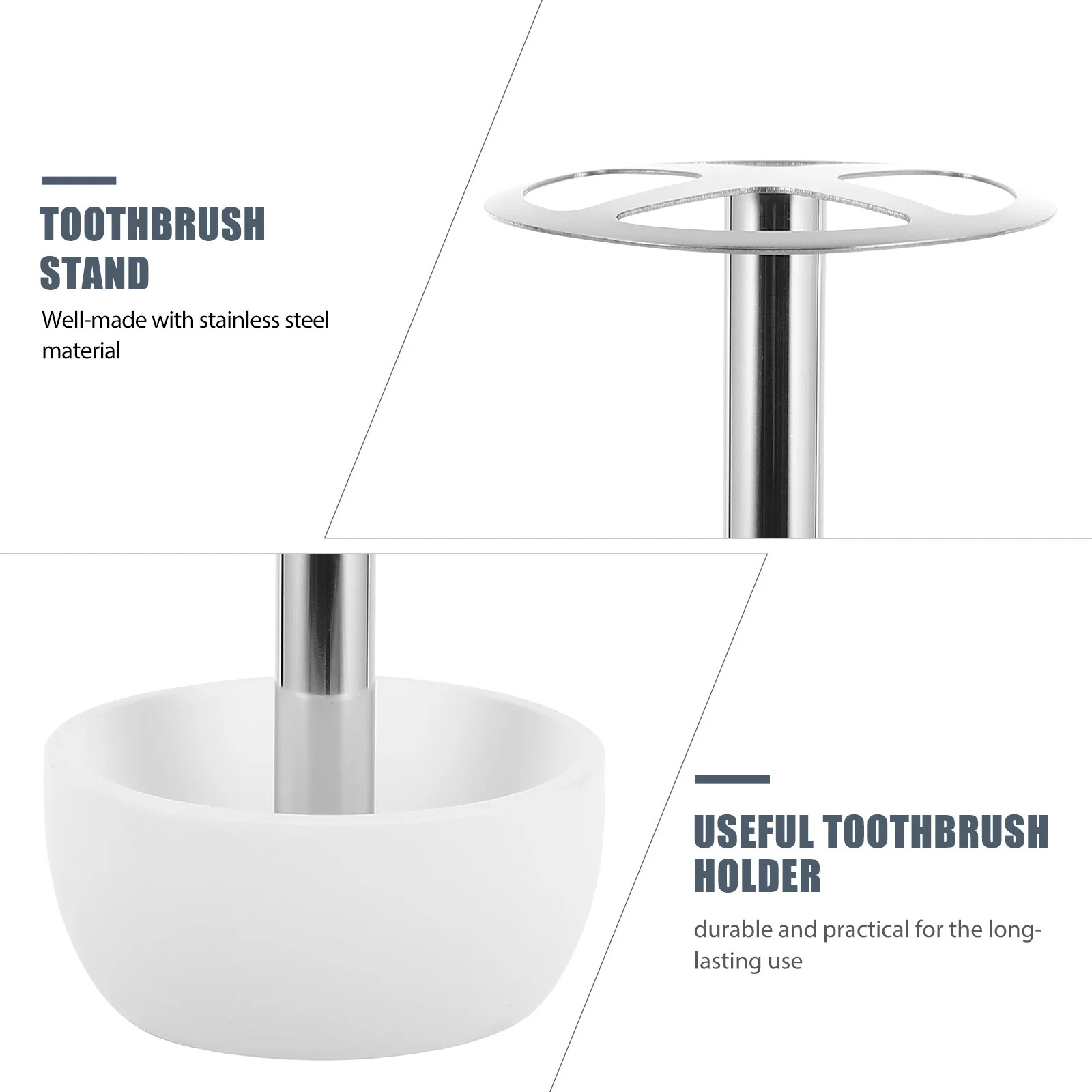 

Stainless Steel Toothbrush Holder Desktop Rack Bathroom Storage Compact Size Multi functional Household Simple Sturdy